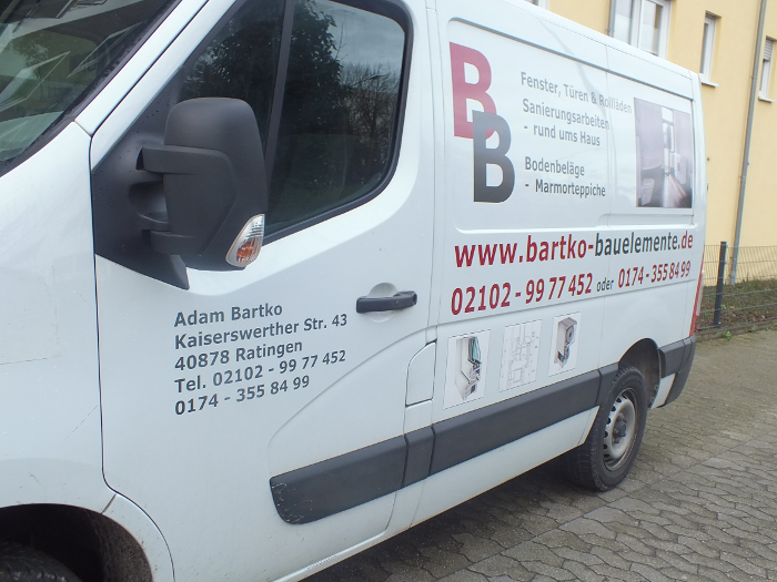 Bartko Bauelemente üns Foto, Bild unseres Arbeits Autos.